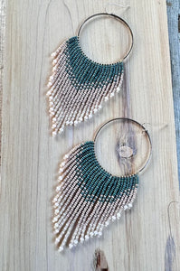 Neutrals and Sage Silver Hoops