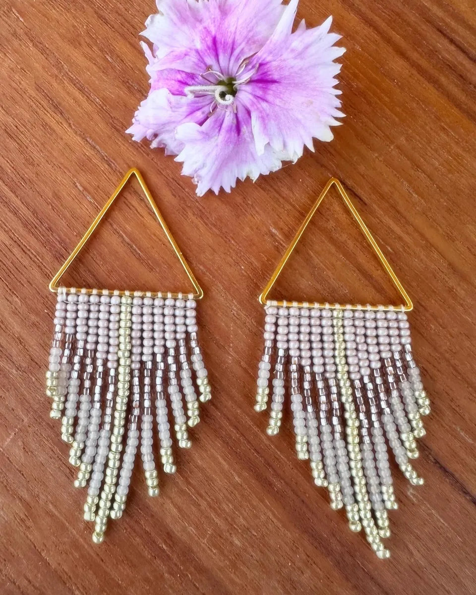 Neutral Gold Triangle Hoops