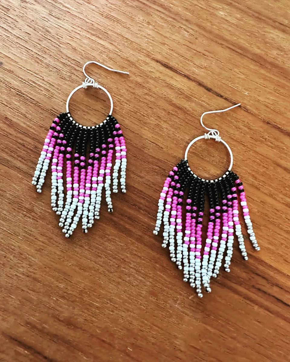 Mini Beaded Fringe Hoops