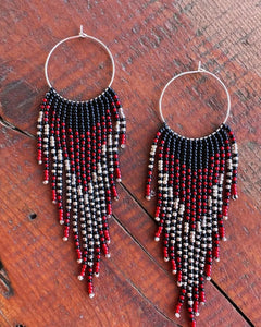 Red Feather Fringe Hoops