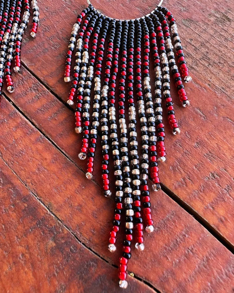 Red Feather Fringe Hoops